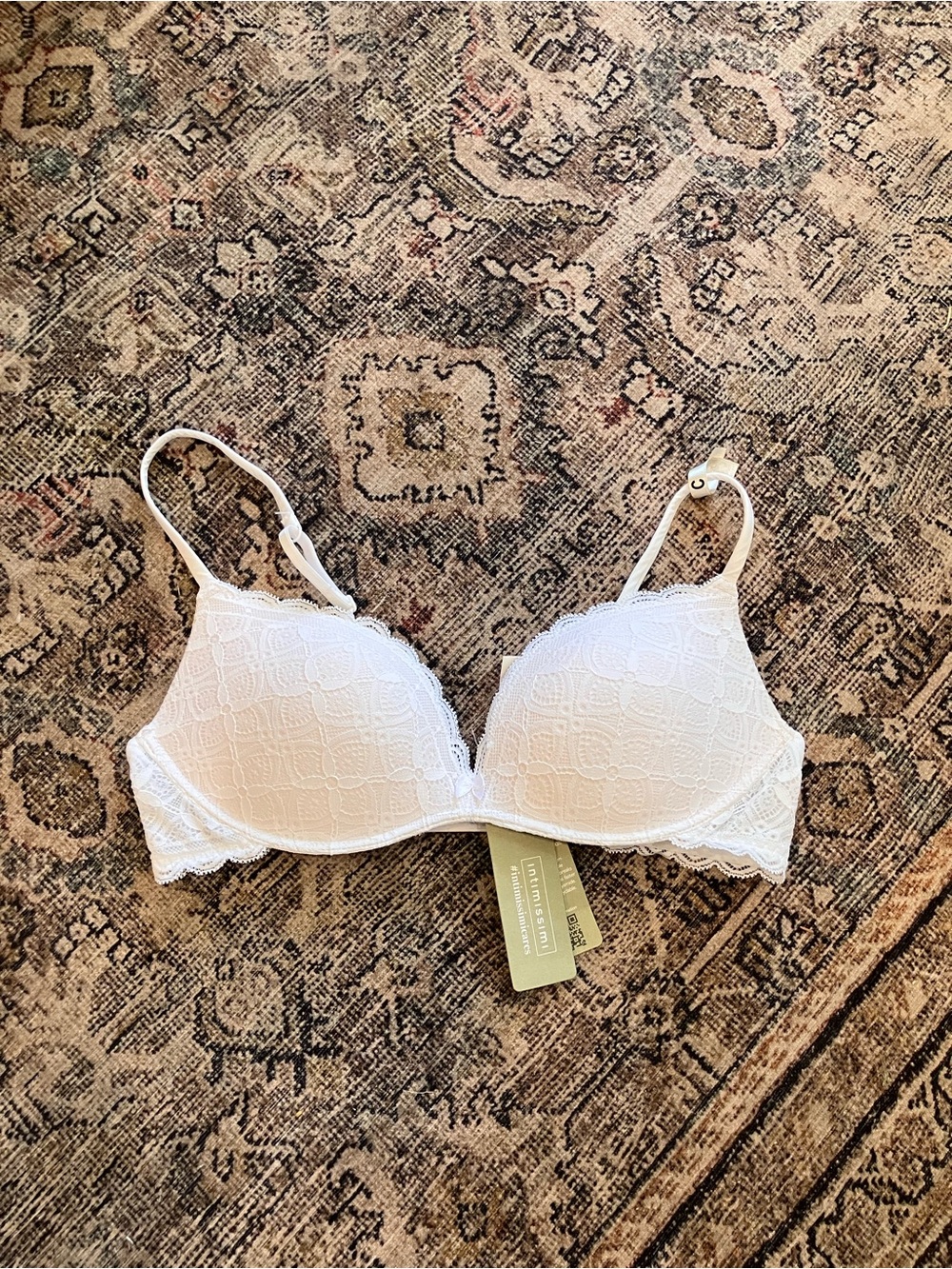 intimissimi White Lace-Trim Bra